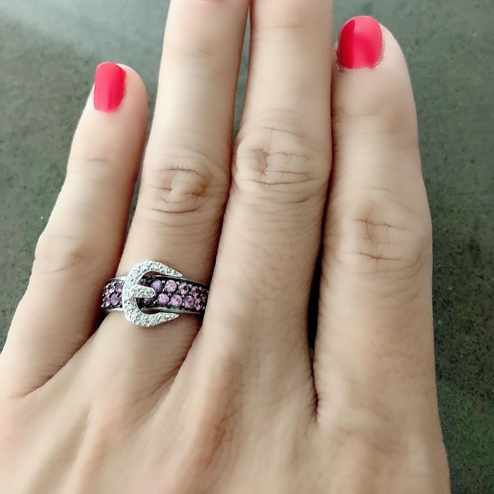 Pink Sapphire with Diamond 18K Ring
